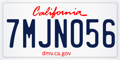 CA license plate 7MJN056