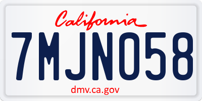 CA license plate 7MJN058