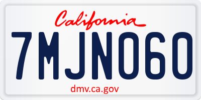 CA license plate 7MJN060