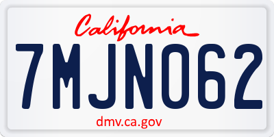 CA license plate 7MJN062