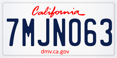 CA license plate 7MJN063