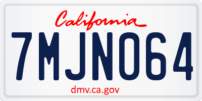 CA license plate 7MJN064