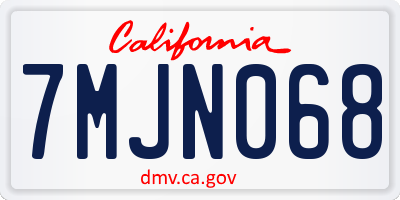 CA license plate 7MJN068