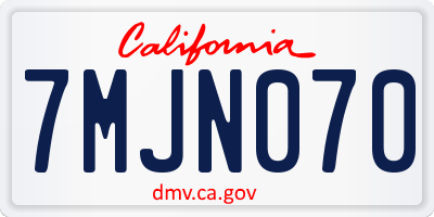 CA license plate 7MJN070