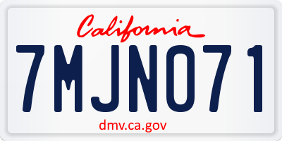 CA license plate 7MJN071