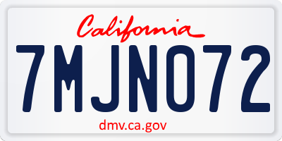 CA license plate 7MJN072