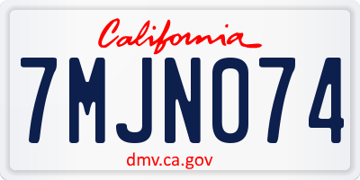 CA license plate 7MJN074