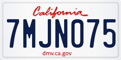 CA license plate 7MJN075