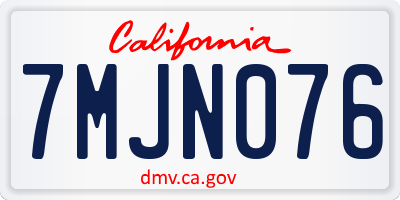 CA license plate 7MJN076