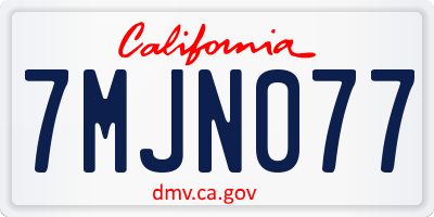 CA license plate 7MJN077