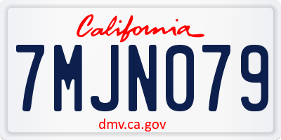 CA license plate 7MJN079