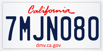 CA license plate 7MJN080