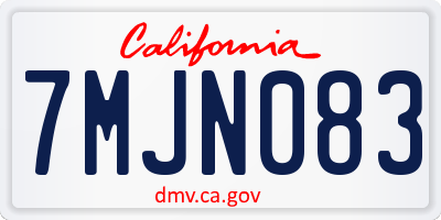 CA license plate 7MJN083