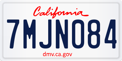 CA license plate 7MJN084