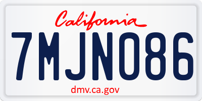 CA license plate 7MJN086