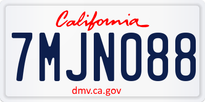 CA license plate 7MJN088