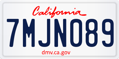 CA license plate 7MJN089