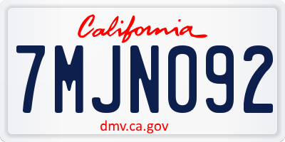 CA license plate 7MJN092