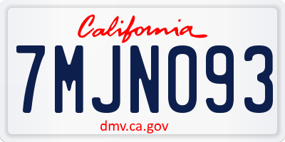 CA license plate 7MJN093