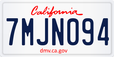 CA license plate 7MJN094