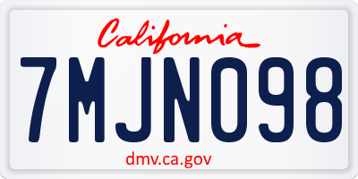 CA license plate 7MJN098