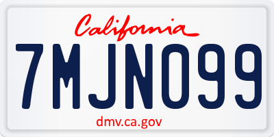 CA license plate 7MJN099