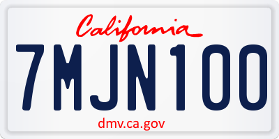 CA license plate 7MJN100