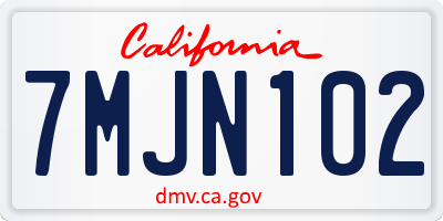 CA license plate 7MJN102