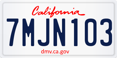 CA license plate 7MJN103