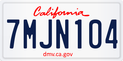 CA license plate 7MJN104