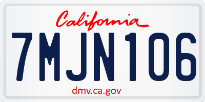 CA license plate 7MJN106