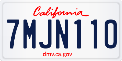 CA license plate 7MJN110