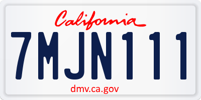 CA license plate 7MJN111