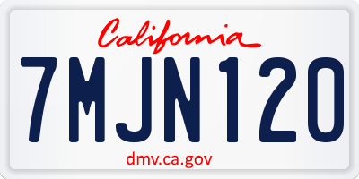 CA license plate 7MJN120