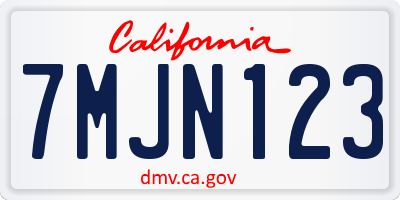 CA license plate 7MJN123