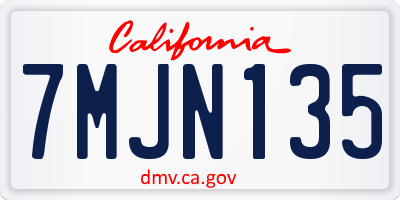 CA license plate 7MJN135