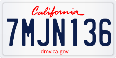 CA license plate 7MJN136