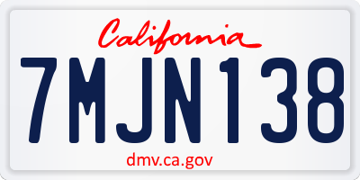 CA license plate 7MJN138