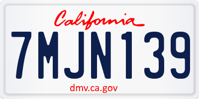 CA license plate 7MJN139