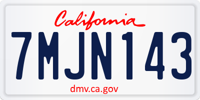 CA license plate 7MJN143