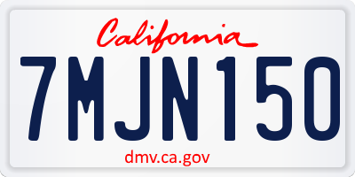 CA license plate 7MJN150