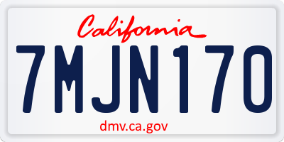 CA license plate 7MJN170