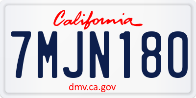 CA license plate 7MJN180