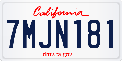 CA license plate 7MJN181