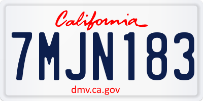 CA license plate 7MJN183