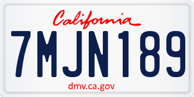 CA license plate 7MJN189