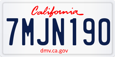 CA license plate 7MJN190