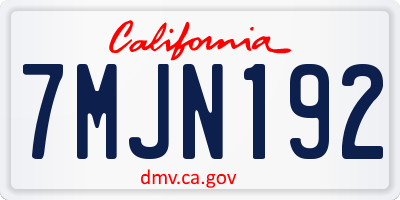 CA license plate 7MJN192