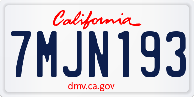 CA license plate 7MJN193