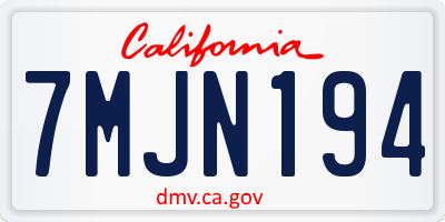 CA license plate 7MJN194